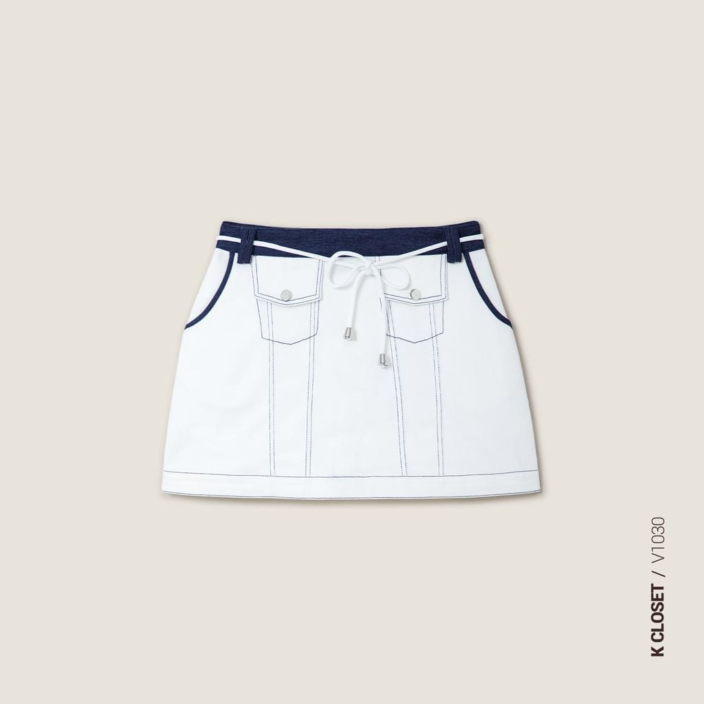  K Closet A-Line Denim Skirt with Pocket Flaps 