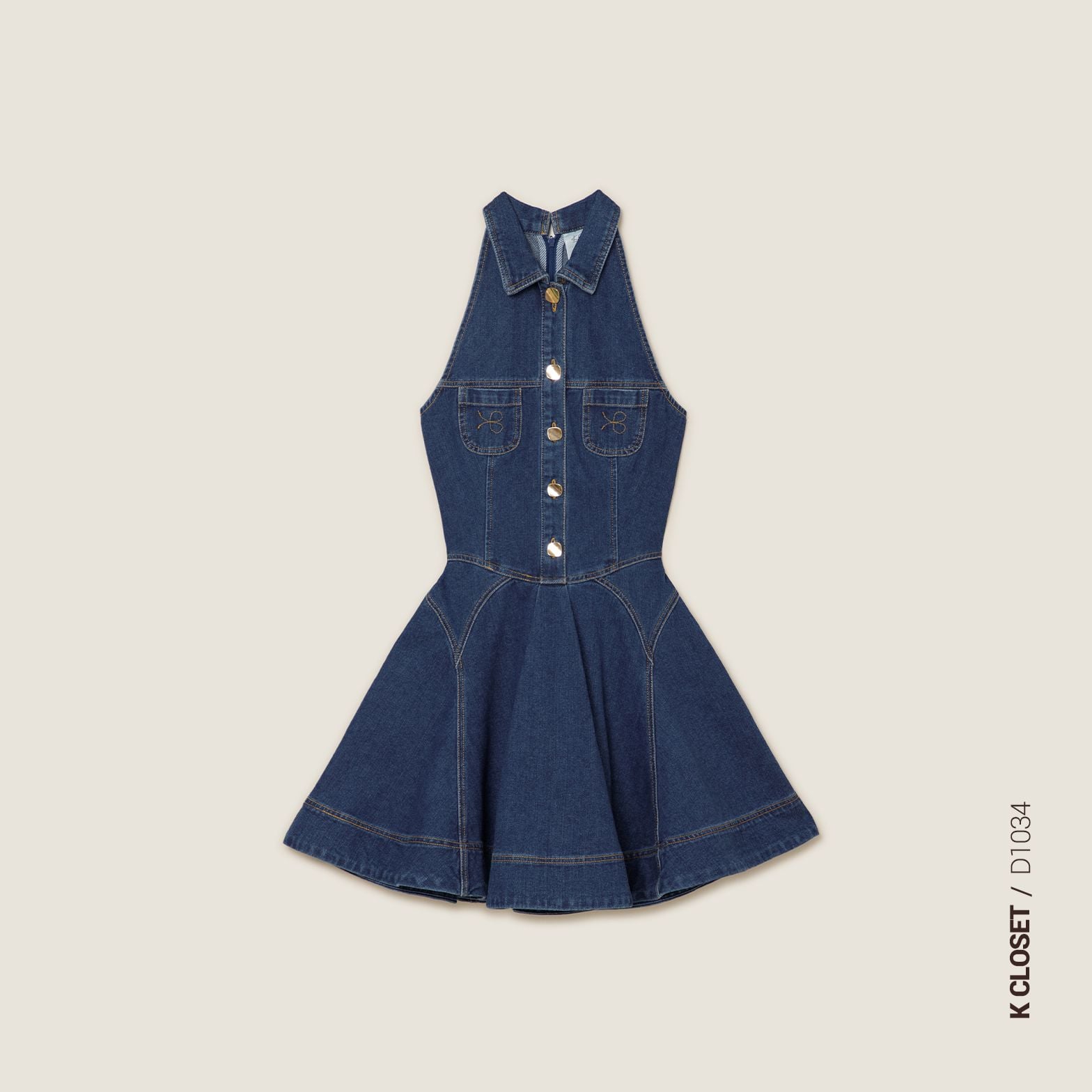  K Closet Sleeveless V-Neck Jeans Dress 