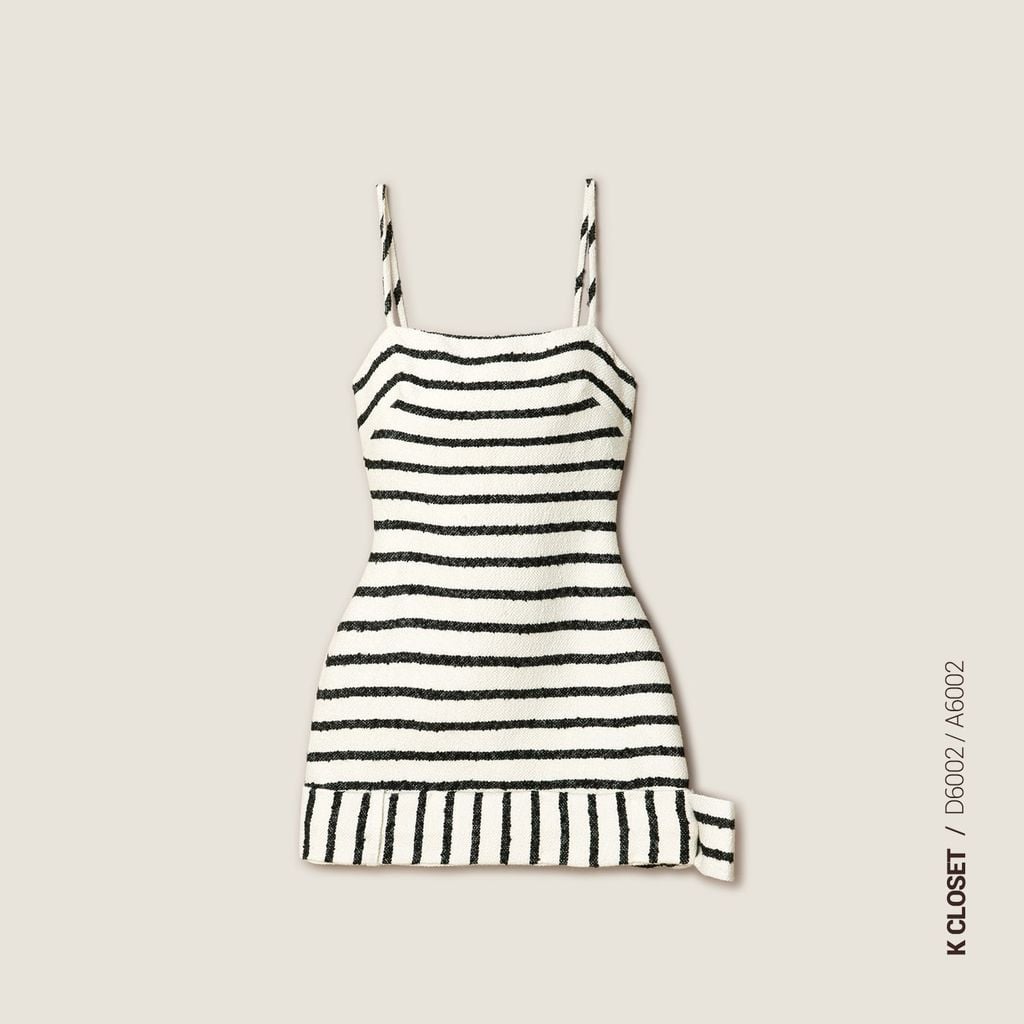  2 - Piece White Striped Tweed Mini Dress & Jacket Set - K CLOSET CRUISE 2026 