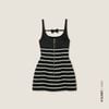  Black & White Striped Bow Detail Square Neck Sleeveless Tweed Mini Dress -  K CLOSET CRUISE 2026 