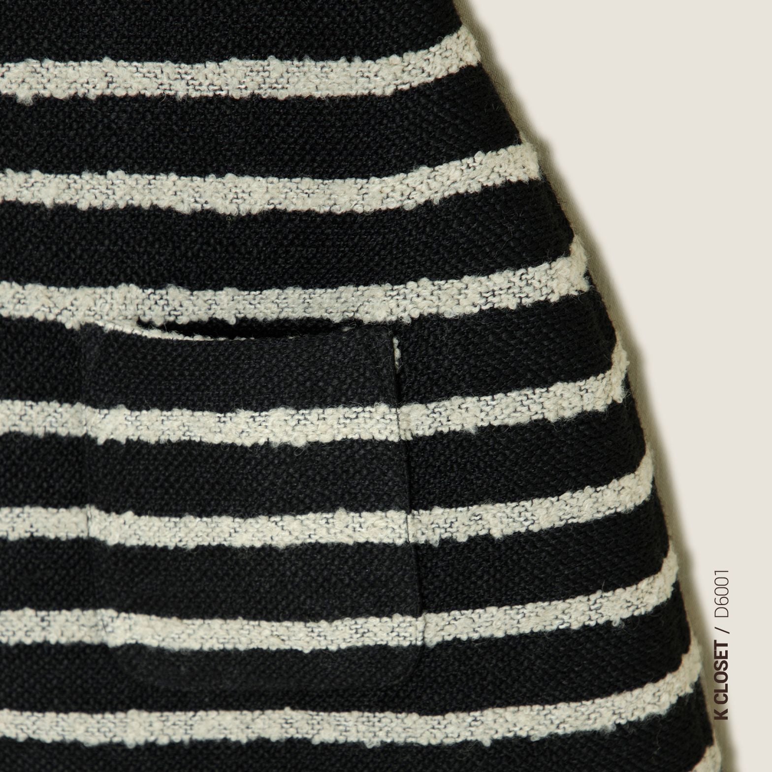  Black & White Striped Bow Detail Square Neck Sleeveless Tweed Mini Dress -  K CLOSET CRUISE 2026 