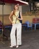  K Closet Wide Leg Pants with Floral Embroidery 
