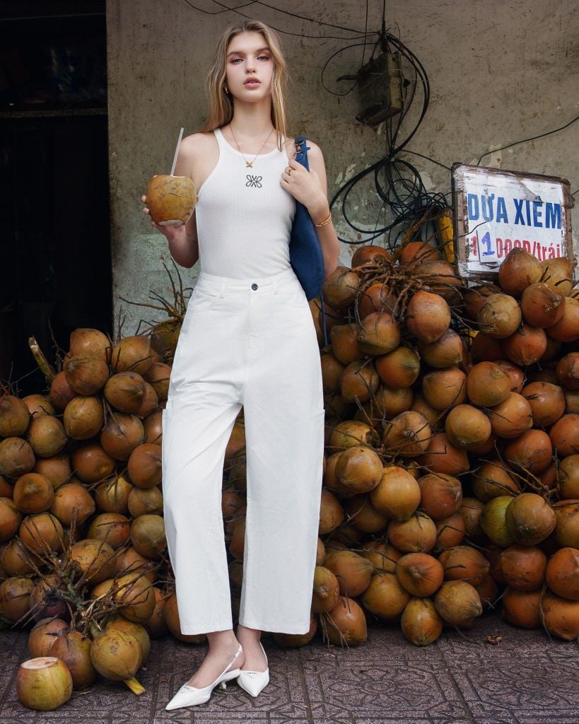  K Closet White Relaxed Tapered Pants 