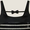  Black & White Striped Bow Detail Square Neck Sleeveless Tweed Mini Dress -  K CLOSET CRUISE 2026 