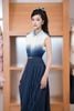  ELEGANT OMBRE DENIM LONG PLEATED BELTED DRESS K CLOSET D4023 - ĐẦM DÀI THANH LỊCH XẾP LY KÈM BELT 