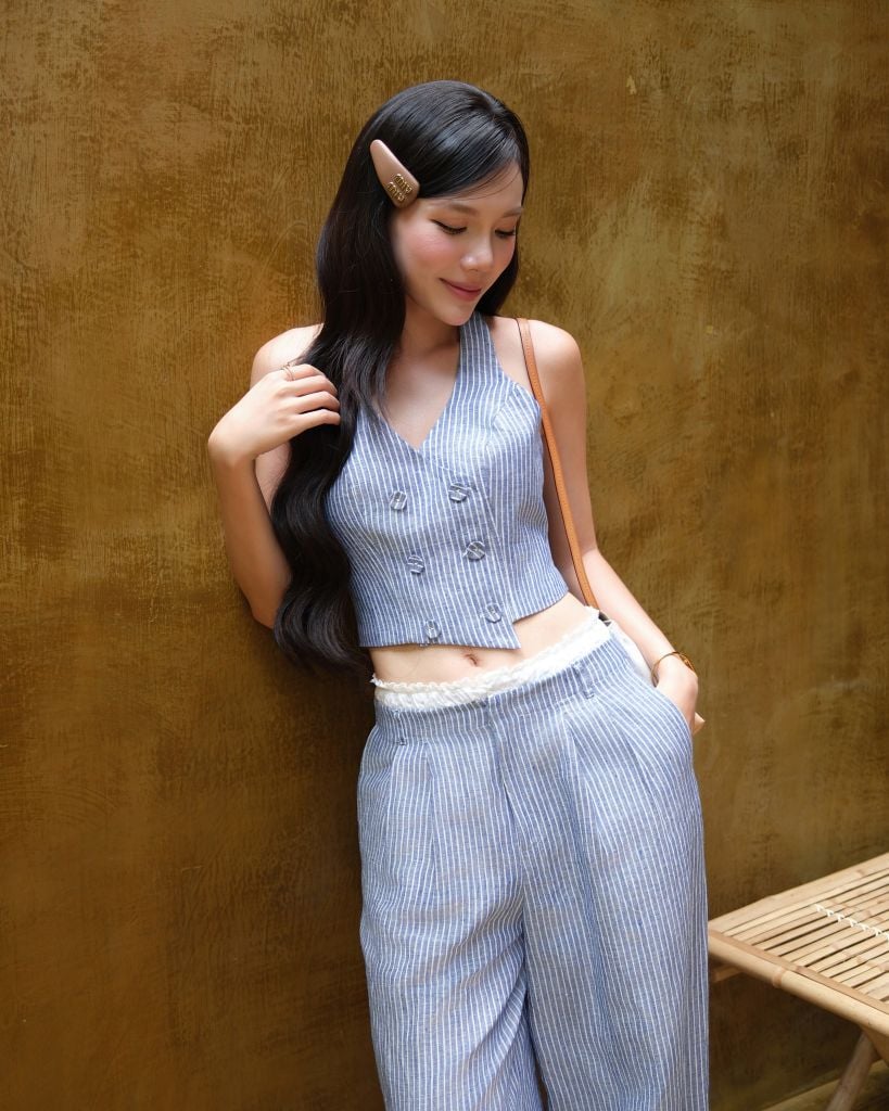  K Closet Blue Striped Linen Set 