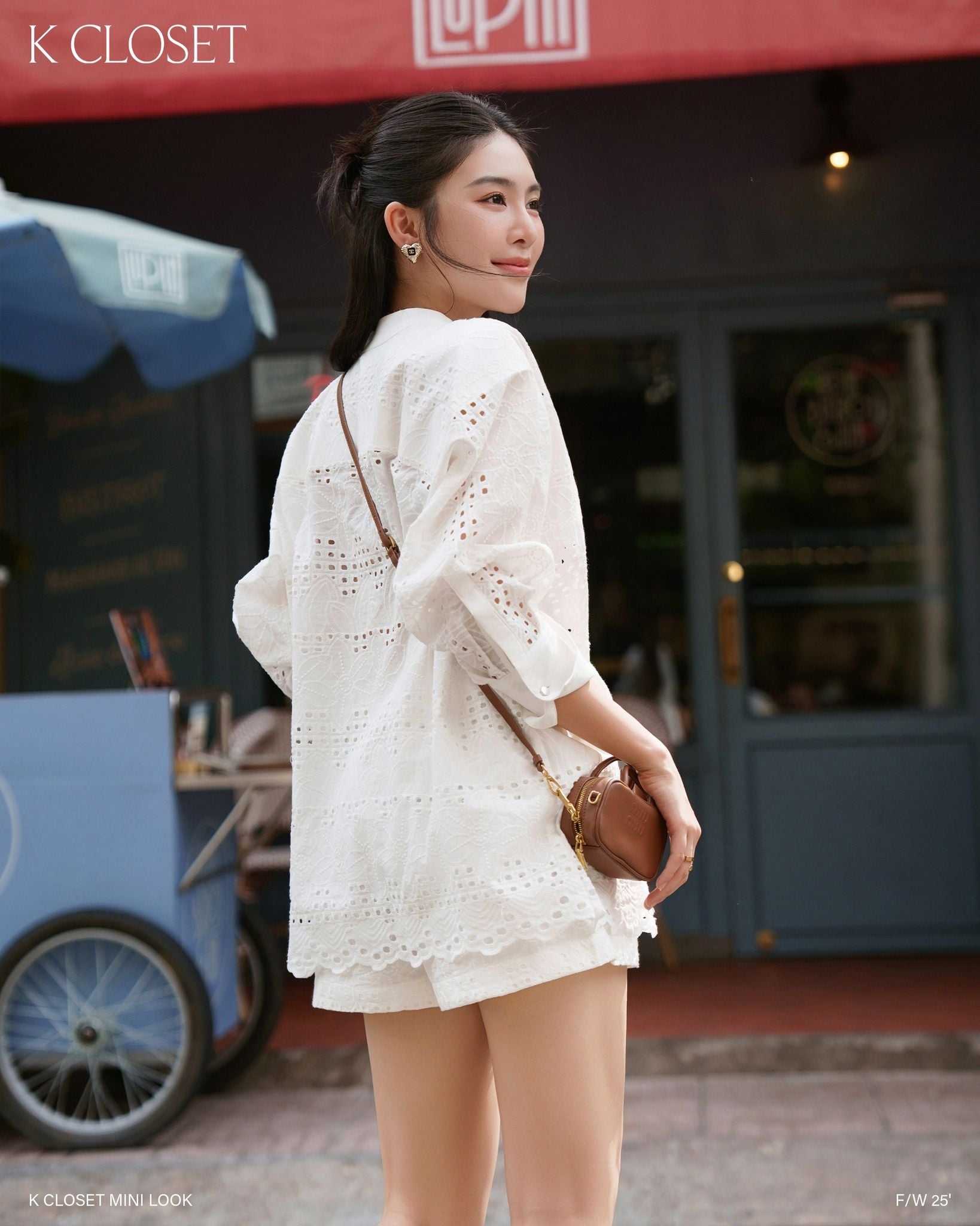  SET 2 MÓN ÁO REN THÊU HOA CỔ V ĐAN DÂY KHOEN + QUẦN SHORT K CLOSET S1014S1015 