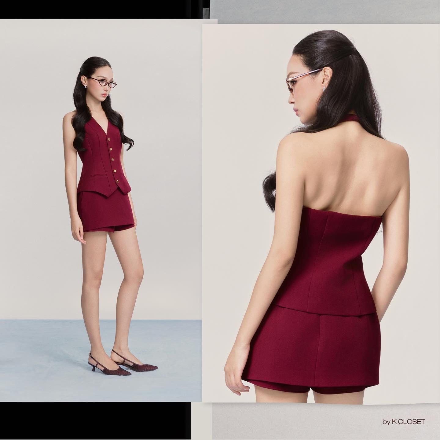  K Closet 2-Piece Halter Vest Skort Set 