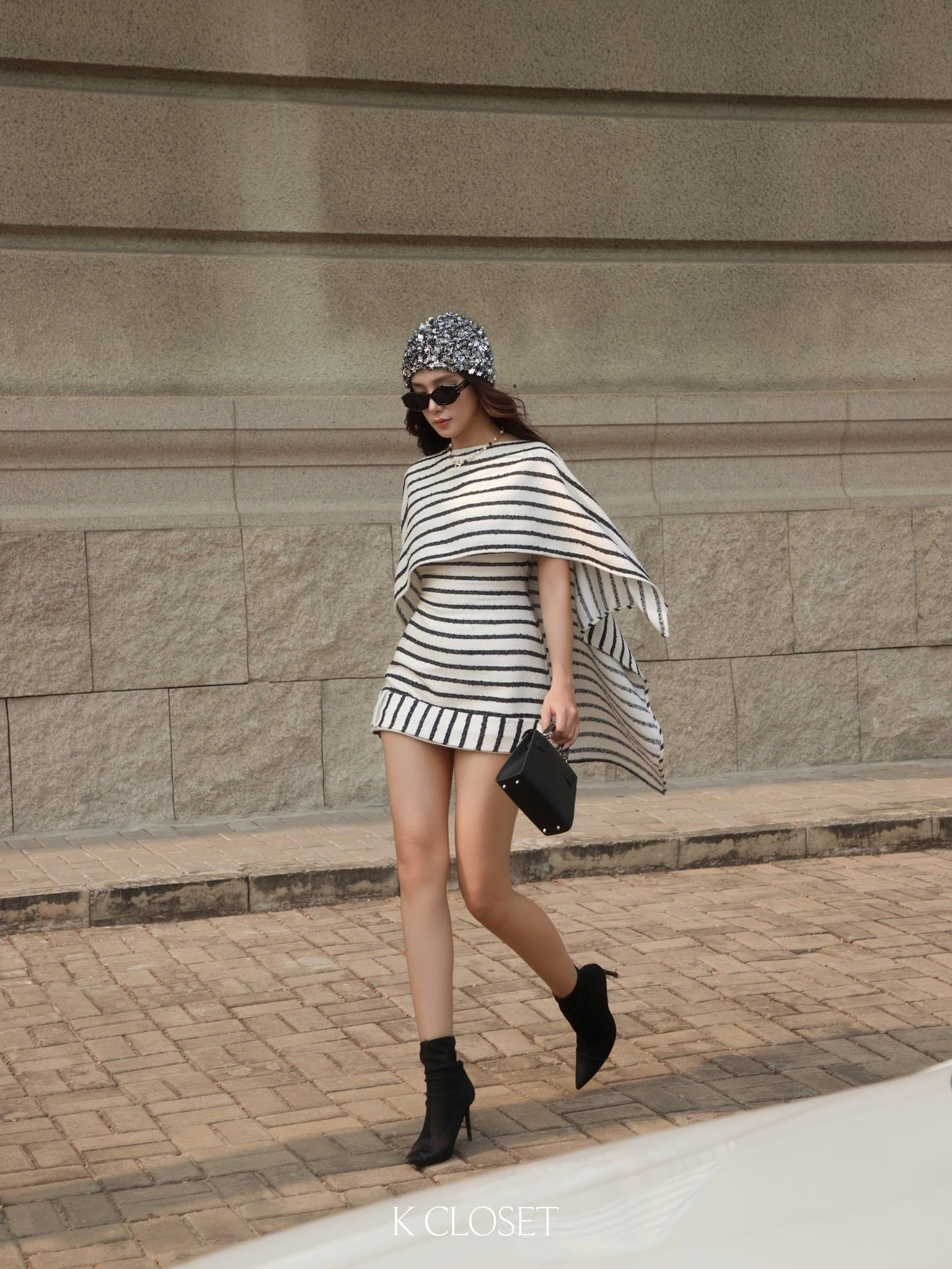  2 - Piece White Striped Tweed Mini Dress & Jacket Set - K CLOSET CRUISE 2026 