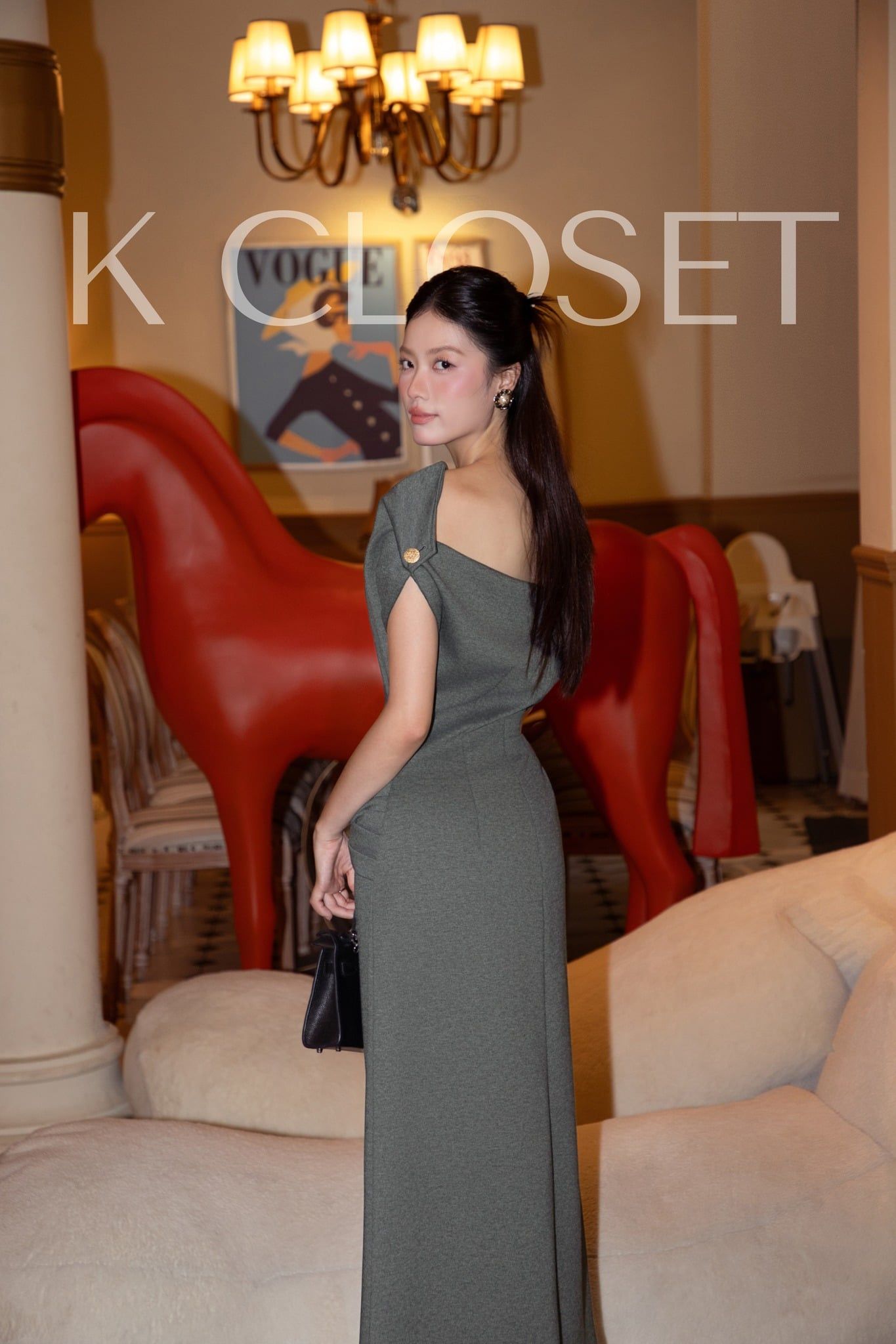  Twisted Off-Shoulder Light Grey Jersey Dress – K CLOSET 26 