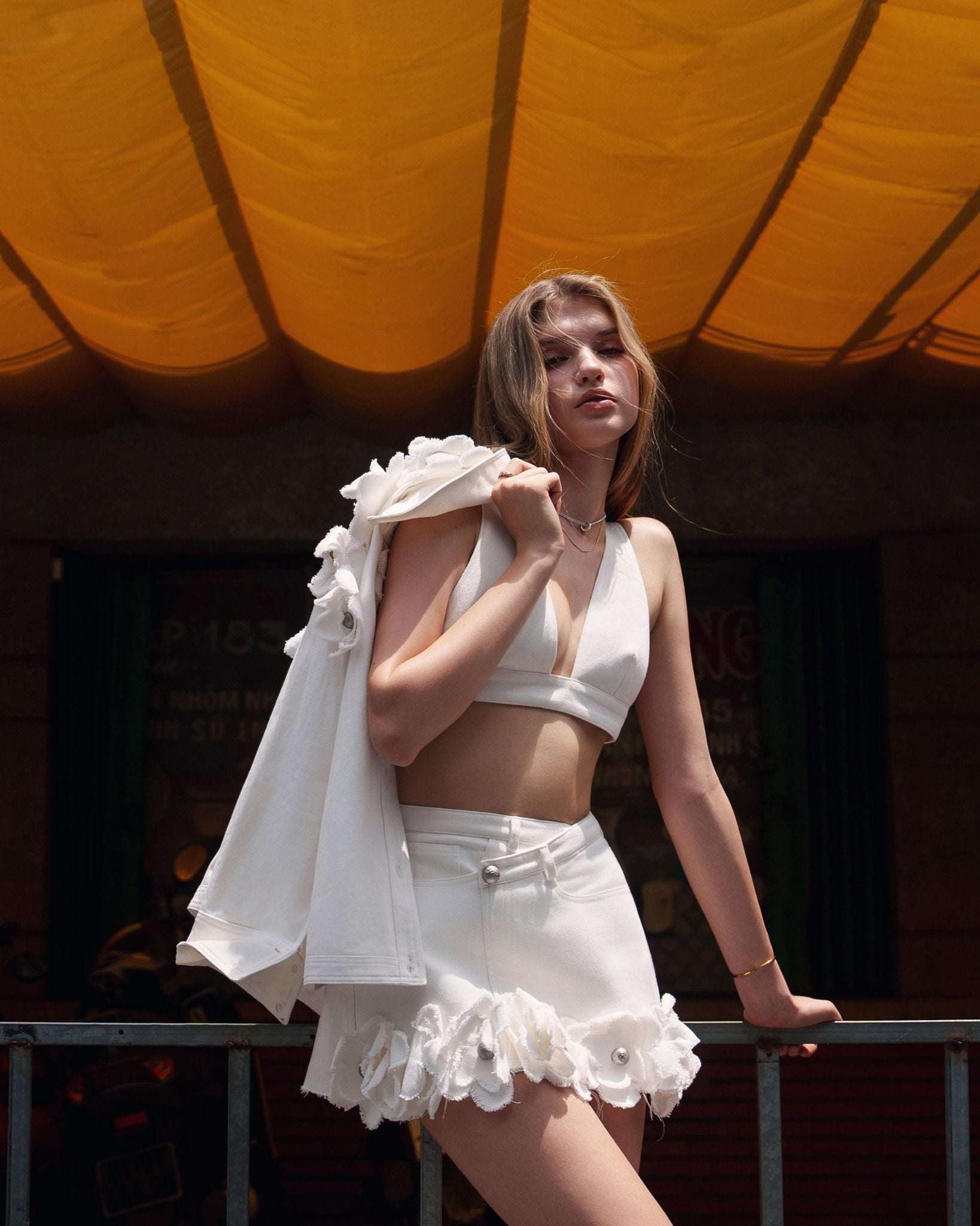  K Closet Set 3 Pieces Designer White Co-Ord With 3D Floral 