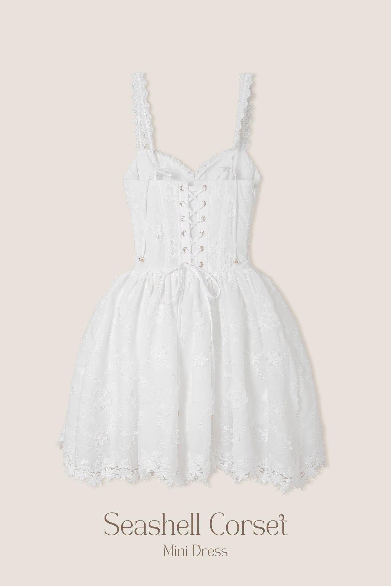  Corset White Embroidered Floral Mini Dress / Đầm Dây Corset Màu Trắng Chất Muslin Thêu Hoa Dáng Ngắn 