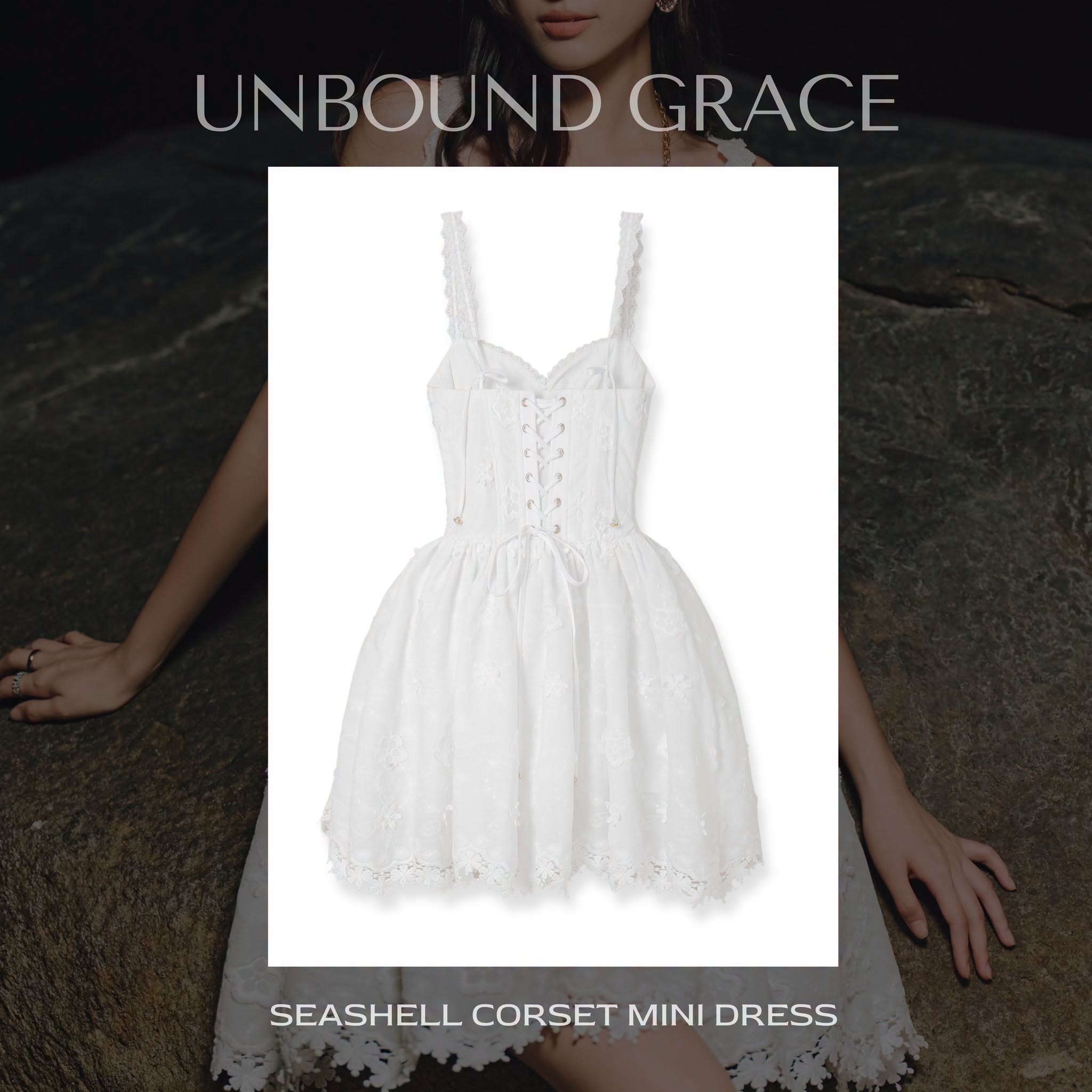  Corset White Embroidered Floral Mini Dress / Đầm Dây Corset Màu Trắng Chất Muslin Thêu Hoa Dáng Ngắn 