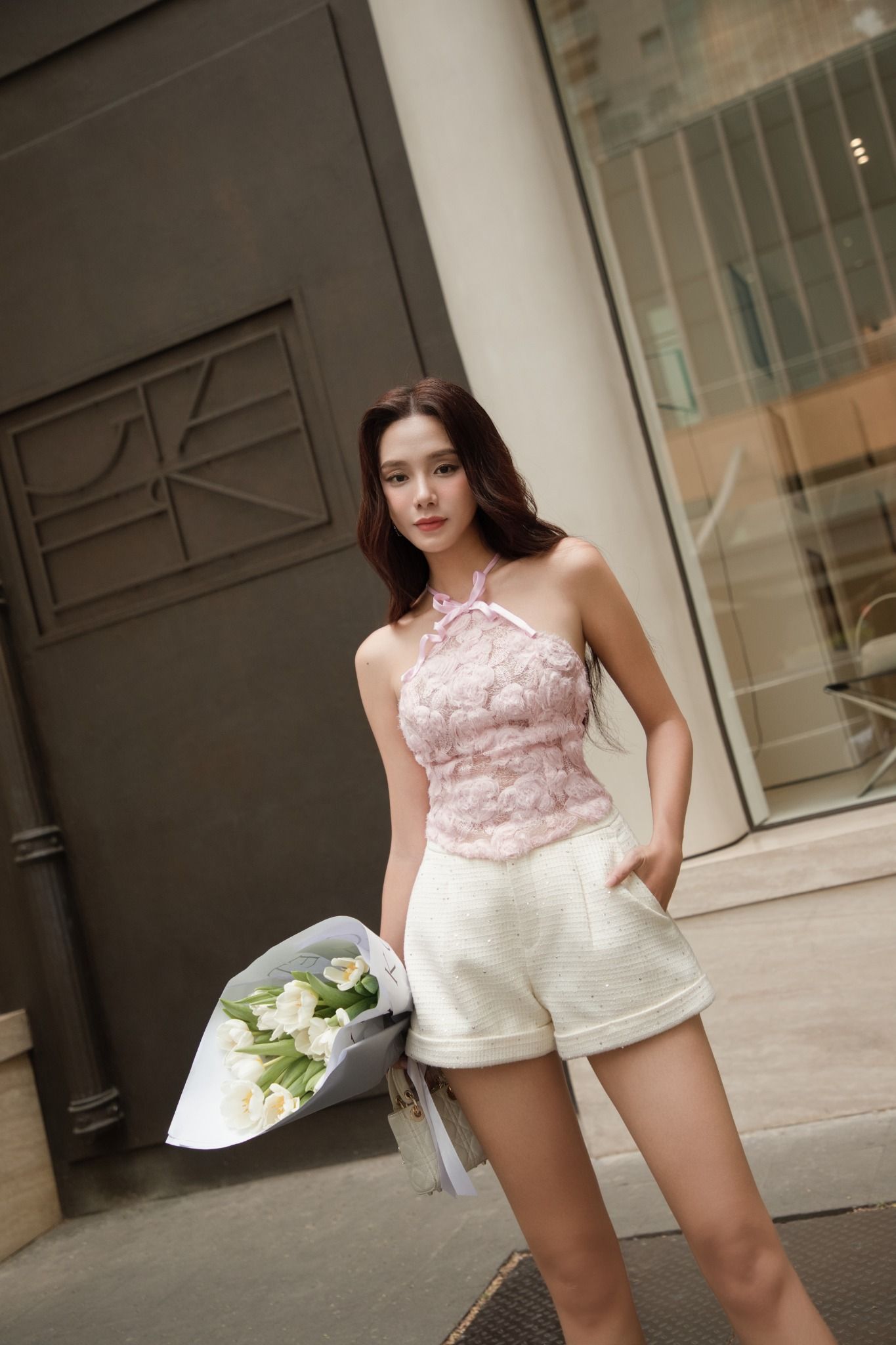  Elegant White Tweed Shorts - K CLOSET 