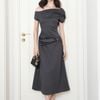  Twisted Off-Shoulder Dark Grey Jersey Dress – K CLOSET 26 