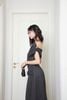  Twisted Off-Shoulder Dark Grey Jersey Dress – K CLOSET 26 