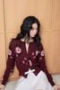 Embroidered Rose Burgundy Knit Cardigan – K CLOSET Spring 2026 