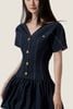  Dark Indigo Denim V-Neck Mini Dress – K CLOSET March 26 