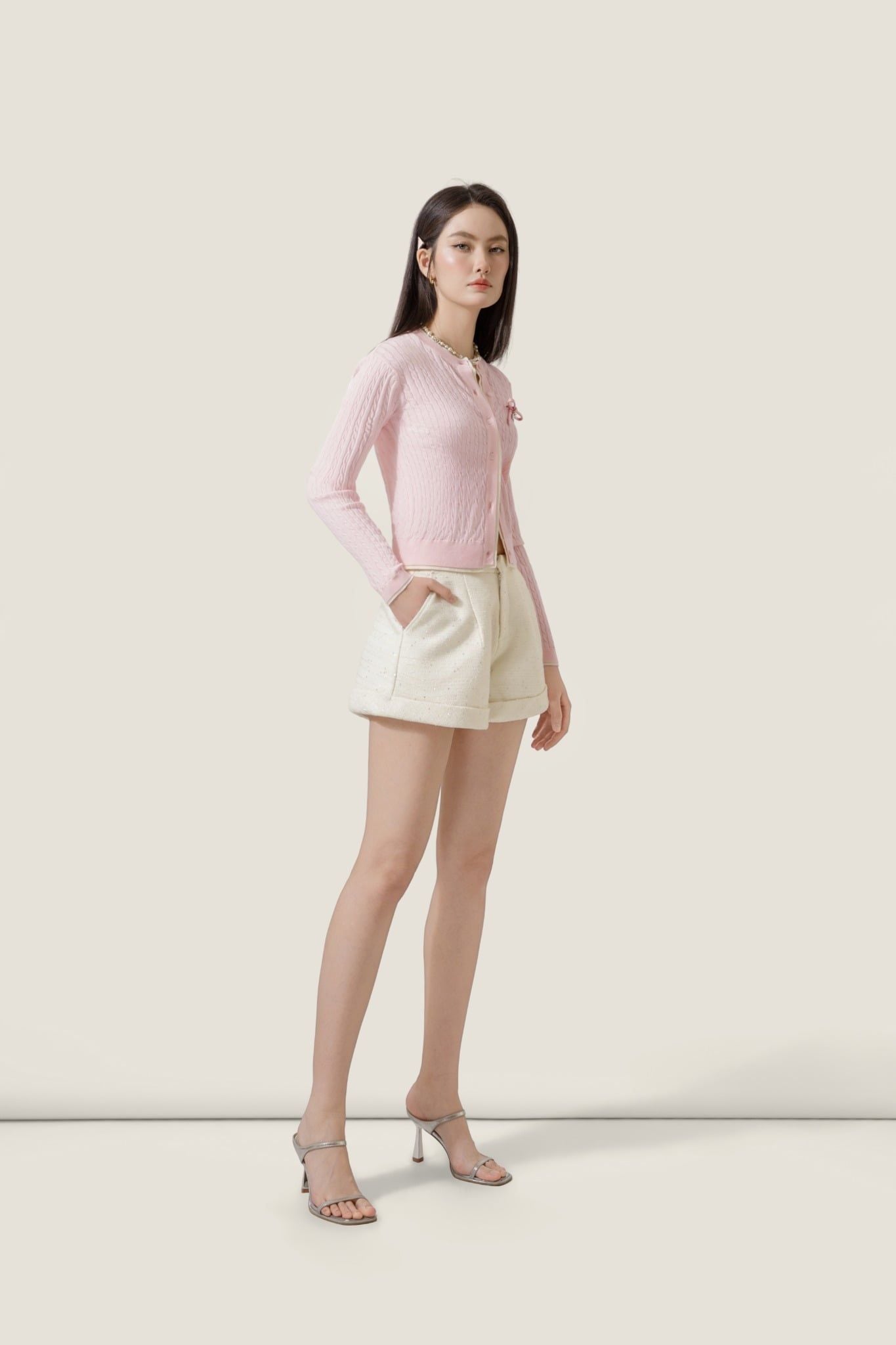  Refined Pink Bow-Detail Knit Cardigan – K CLOSET Spring 2026 