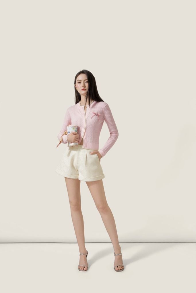  Refined Pink Bow-Detail Knit Cardigan – K CLOSET Spring 2026 