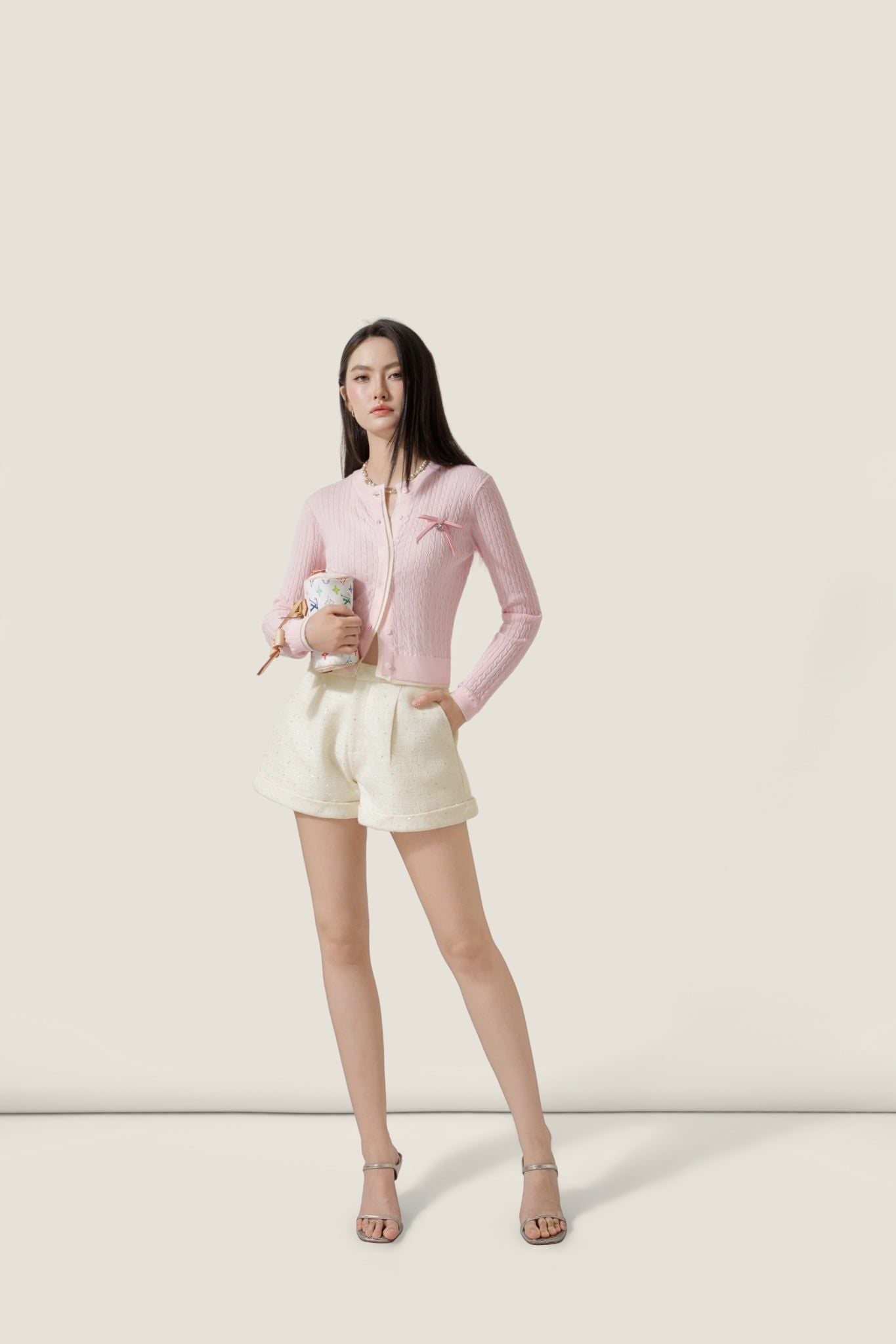  Refined Pink Bow-Detail Knit Cardigan – K CLOSET Spring 2026 