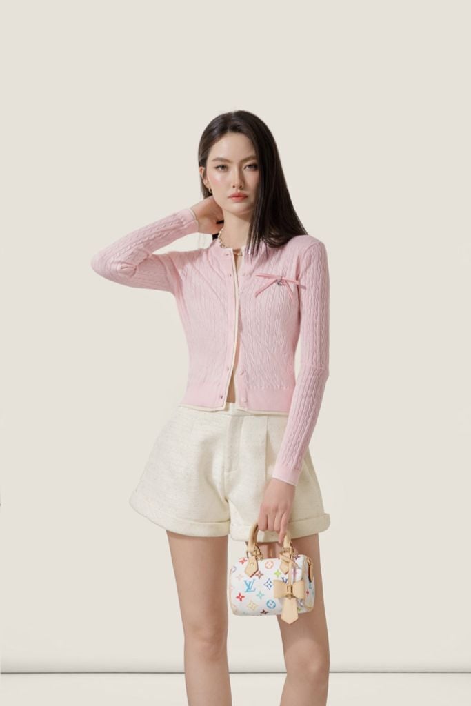  Refined Pink Bow-Detail Knit Cardigan – K CLOSET Spring 2026 