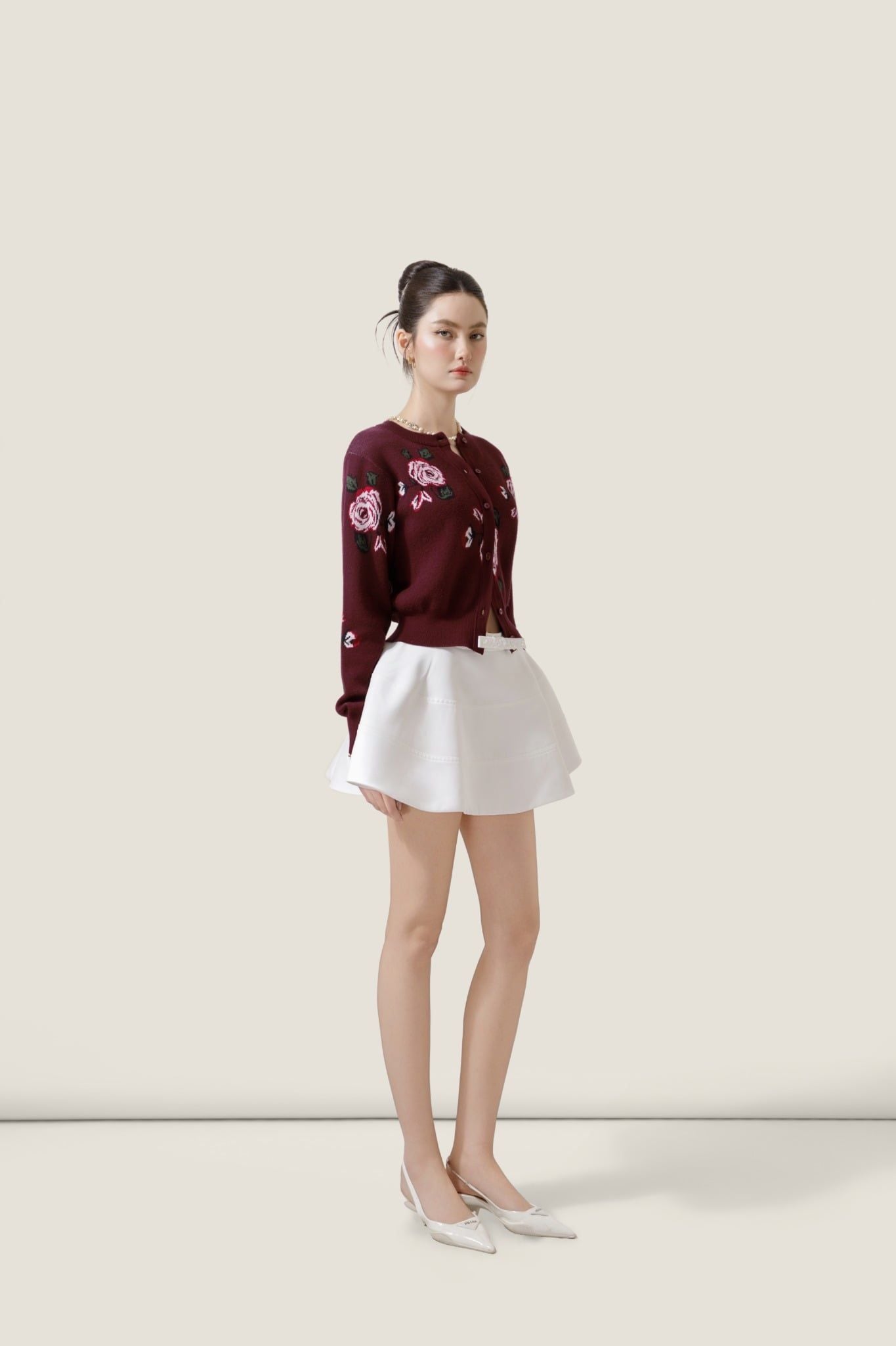  Bow-Waist White Tapta A-Line Mini Skirt – K CLOSET 