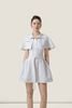  Cape Collar Light Grey Striped Belted Mini Dress – K CLOSET March 26 
