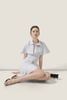  Cape Collar Light Grey Striped Belted Mini Dress – K CLOSET March 26 