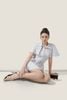  Cape Collar Light Grey Striped Belted Mini Dress – K CLOSET March 26 