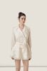  Wrap White Chiffon Lace-Trim Blazer Dress – K CLOSET 26 