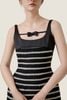  Black & White Striped Bow Detail Square Neck Sleeveless Tweed Mini Dress -  K CLOSET CRUISE 2026 