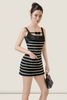  Black & White Striped Bow Detail Square Neck Sleeveless Tweed Mini Dress -  K CLOSET CRUISE 2026 
