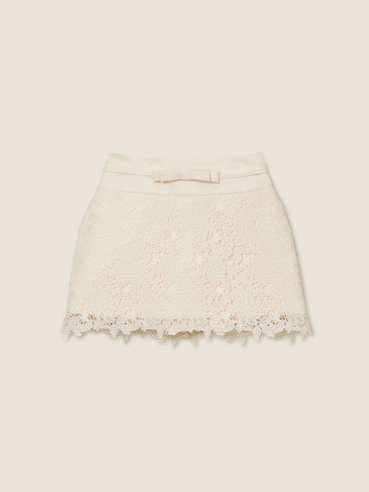  Bow-Waist Cream Lace Mini Skirt – K CLOSET 26 