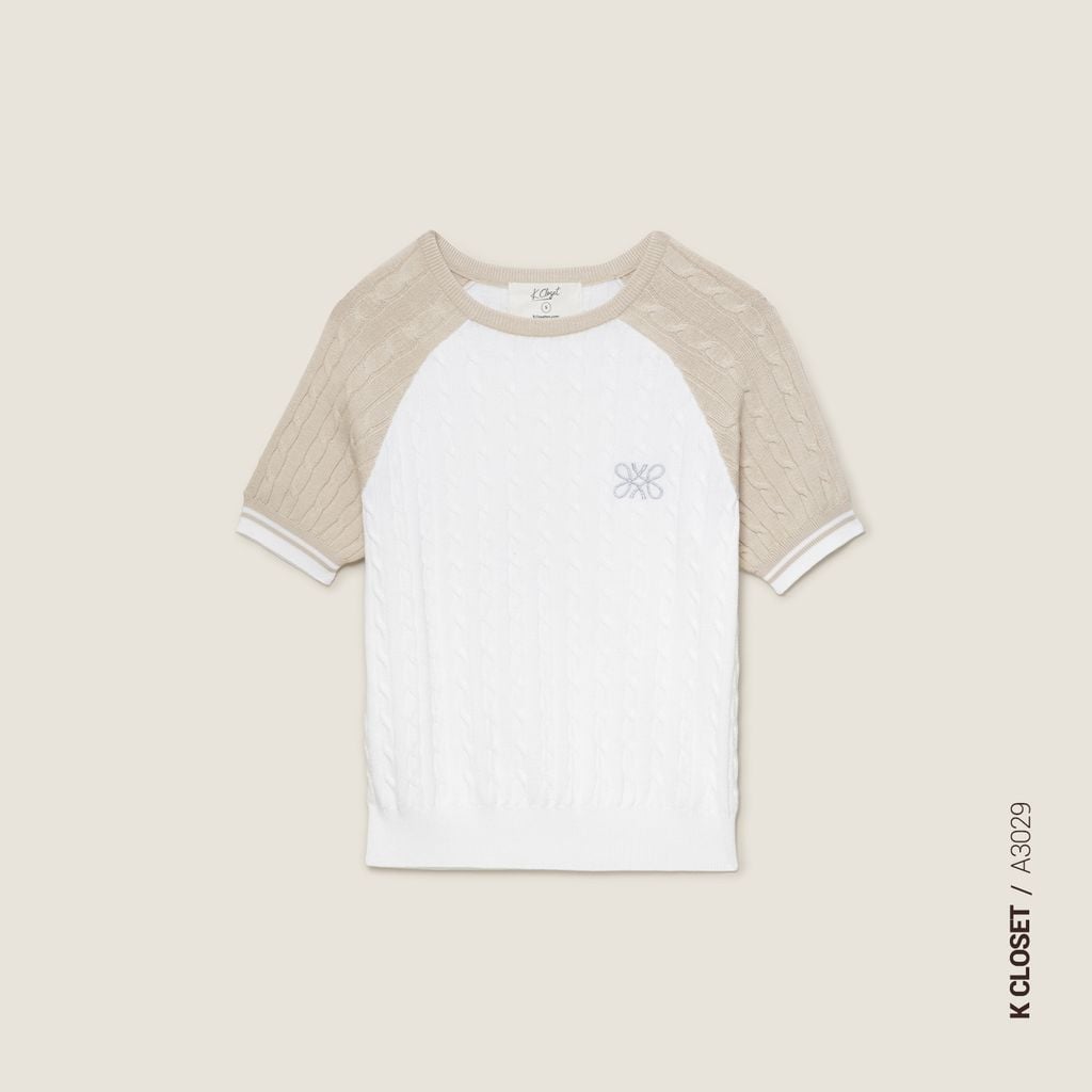  K Closet Crew Neck Knit Top with Raglan Sleeves 