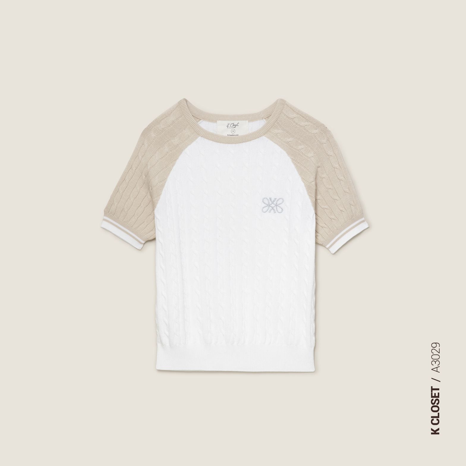  K Closet Crew Neck Knit Top with Raglan Sleeves 