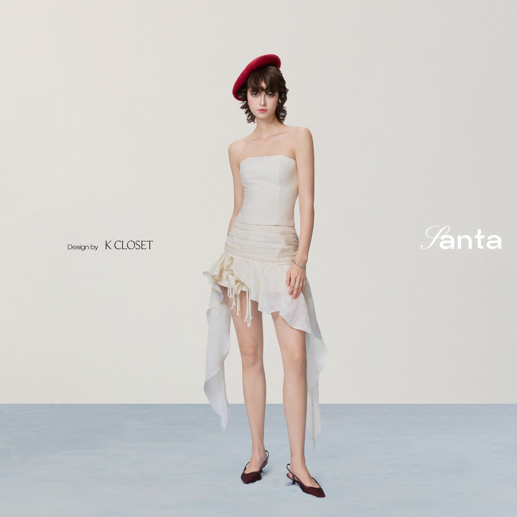  K Closet 2-Piece Strapless Top & Ruffled Tiered Skirt Set 