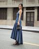  K Closet Sleeveless Tiered Denim Midi Dress 
