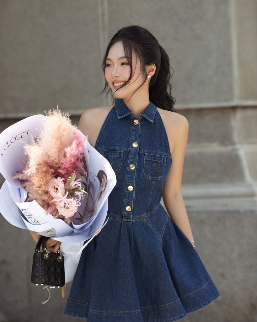  K Closet Sleeveless V-Neck Jeans Dress 