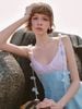  Cami Blue Pink Floral Jacquard Maxi Dress/ Đầm dây Maxi màu xanh phối hồng vàng chất tơ dáng ngắn 