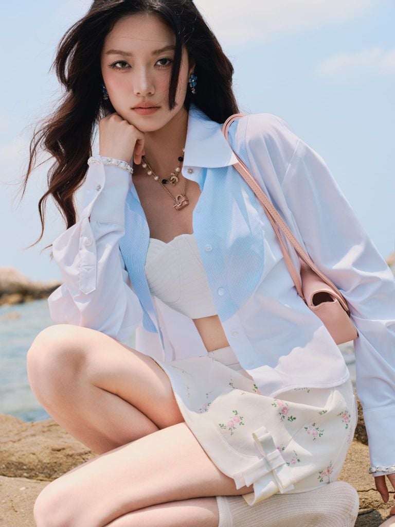  Cami White Cotton Blend Bustier Top / Áo Hai Dây Trắng Chất Kate Kiểu Croptop 