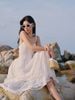  Corset White Embroidered Floral Midi Dress/Đầm Dây Corset Màu Trắng Chất Muslin Thêu Hoa Kiểu Dáng Midi 