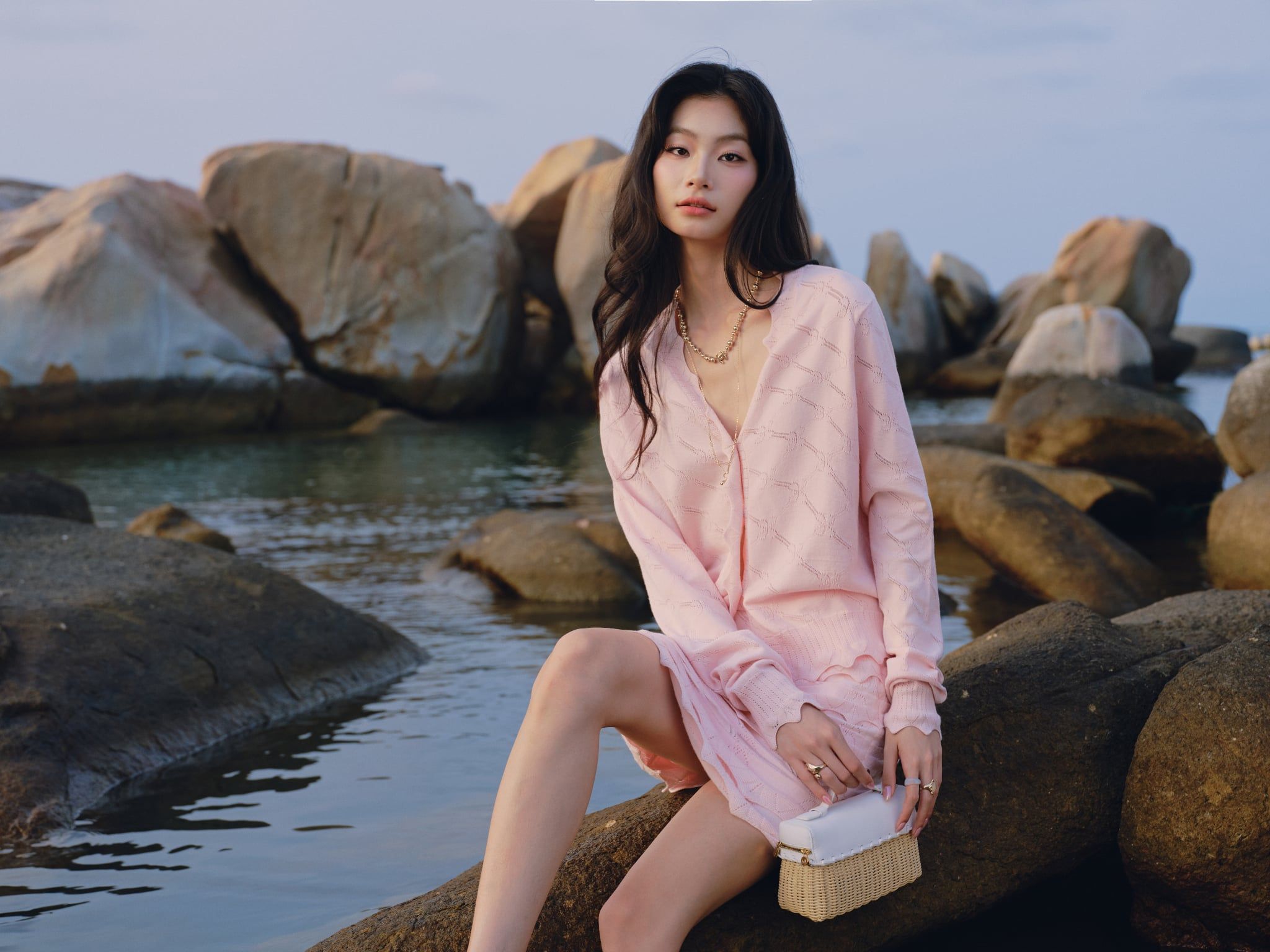  Fitted Pink Knit Cardigan Mini Skirt Set – K CLOSET 
