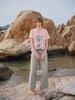  Short Sleeve Pink Cotton Seashell Print T-shirt 