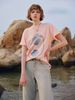  Short Sleeve Pink Cotton Seashell Print T-shirt 