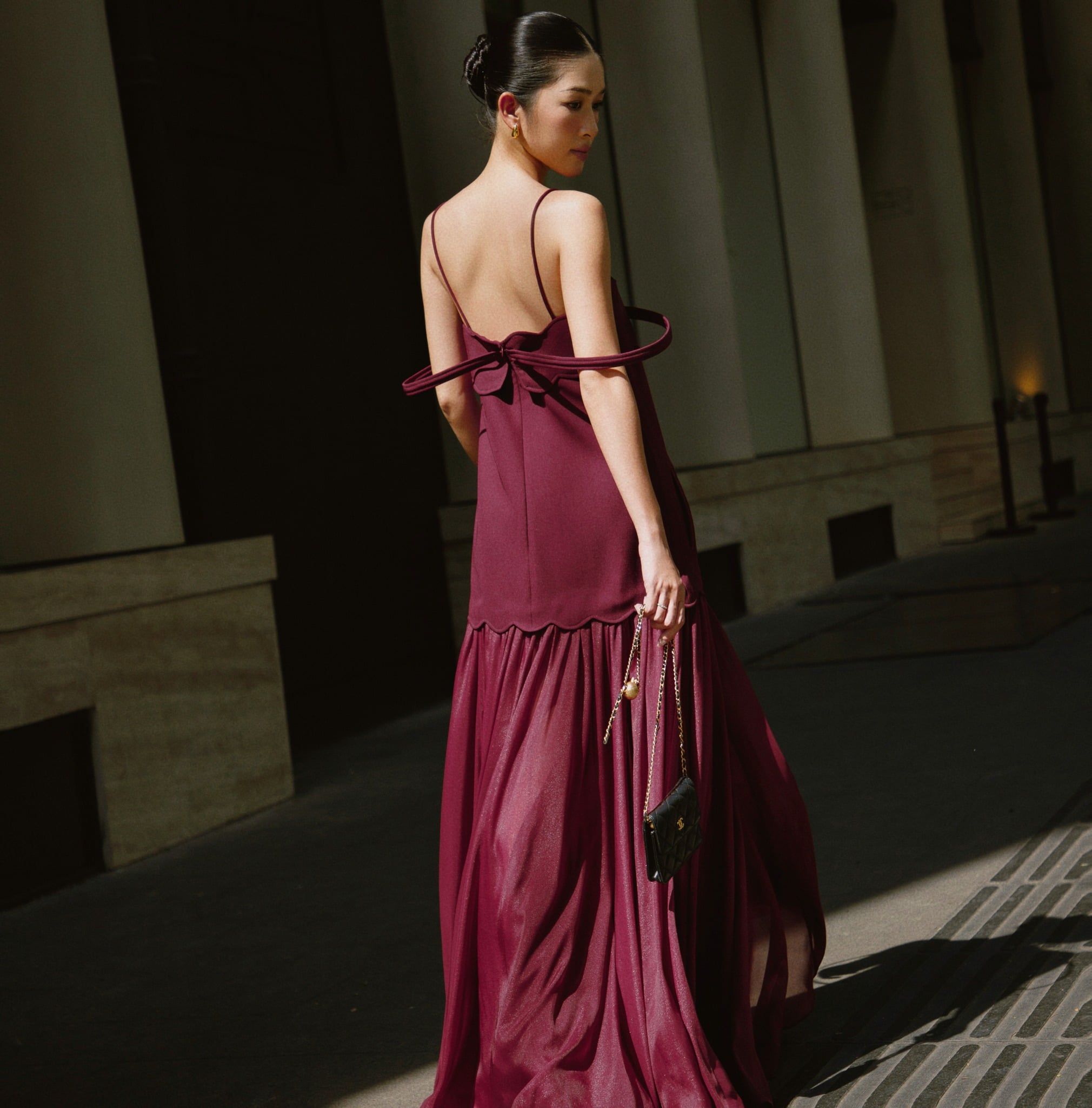  Đầm tiệc thiết kế thanh lịch sang trọng - Flowy Yellow Party Dress with Elegant Bow K Closet D2031 