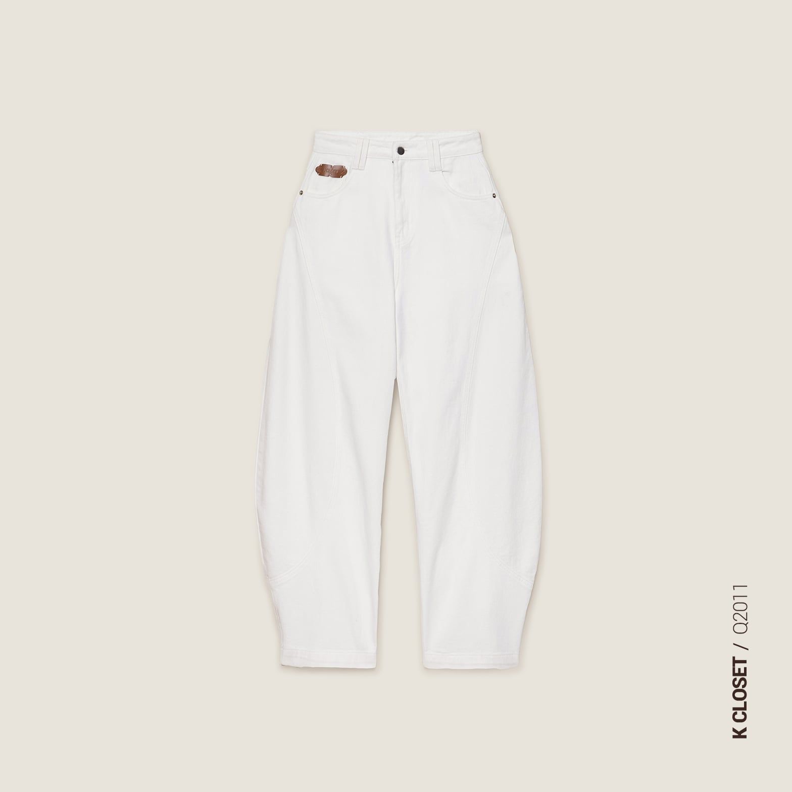  K Closet Long Curved-Leg Denim Pants 