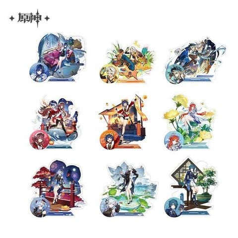  Standee và Huy hiệu nhân vật chủ dòng thời trang Teyvat - Genshin Impact 