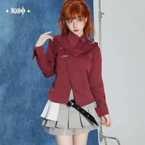  Áo sơ mi tay dài dây ruy băng chủ đề Tartaglia - Genshin Impact 