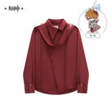  Áo sơ mi tay dài dây ruy băng chủ đề Tartaglia - Genshin Impact 
